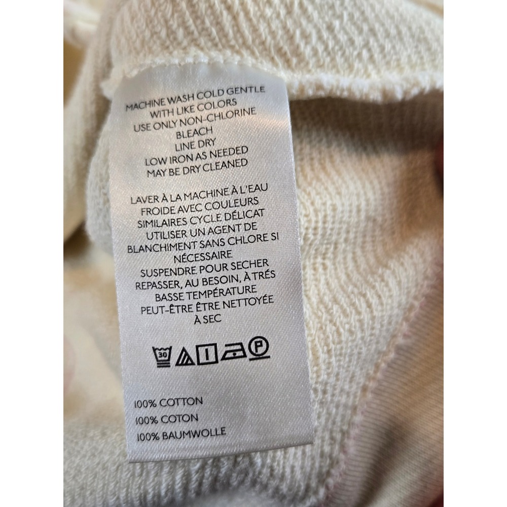 Pilcro Sweatshirt Womens Large Cream Pink Fair Isle Mixed Media Sleeve Oversized - Picture 4 of 10
